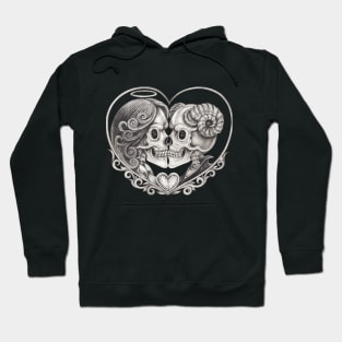 Couple love fantasy angel and devil skull. Hoodie